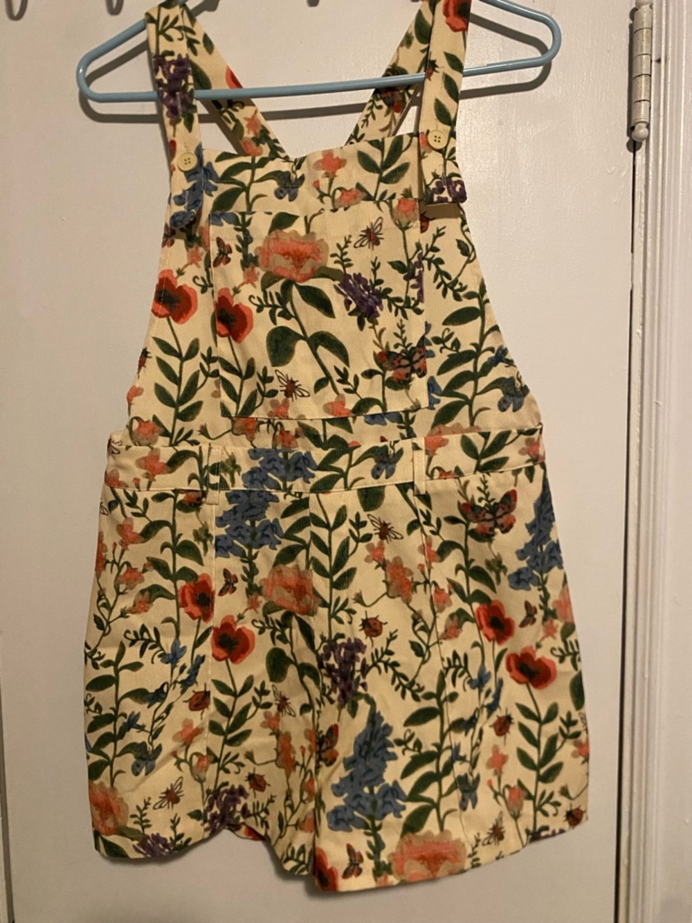 Cider Cream Floral Overall Shorts with Multicolor Blooms